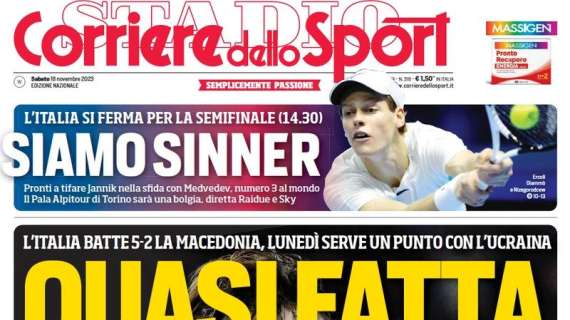 Il Corriere dello Sport in apertura: "Juve-Inter, Allegri aspetta le punte". Di fronte c'è il muro Sommer