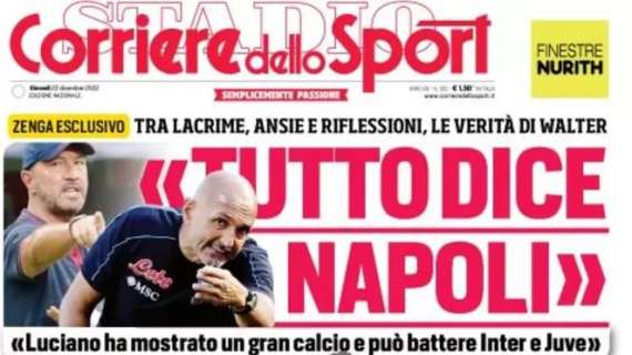 Le parole di Zenga in prima pagina sul Corsport: "Tutto dice Napoli"