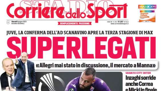 L'apertura del Corriere dello Sport: "Inzaghi sorride, anche Correa e Micki in finale"