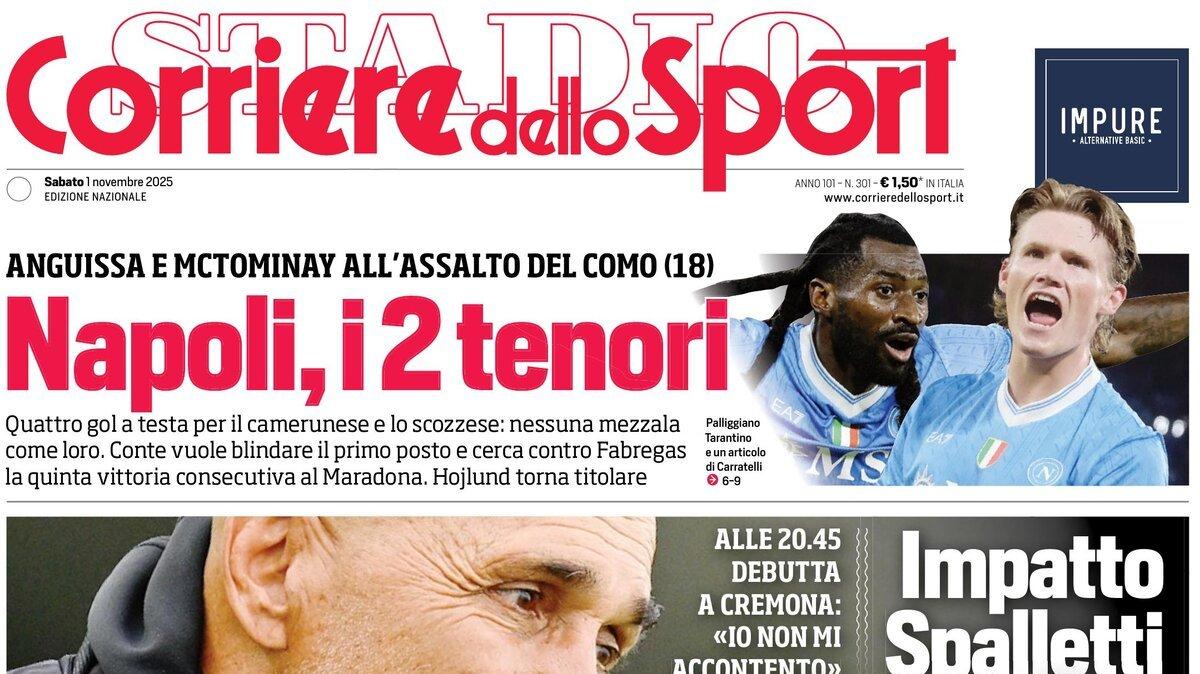 "Inter, Chivu si prende la lode. Impatto Spalletti, Milan chiavi a Leao", la prima pagina del Corriere dello Sport