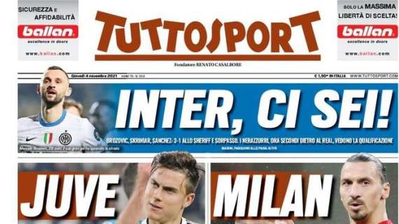 L'apertura di Tuttosport: "Inter, ci sei!". Ottavi più vicini