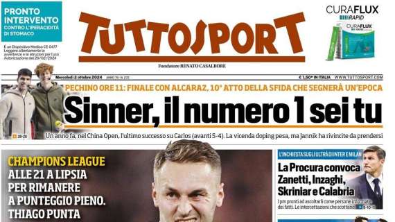"L'Inter schiaccia dei fantasmi. Caso ultrà, la Procura chiama Zanetti e Inzaghi": Tuttosport in apertura