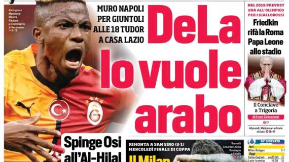 "DeLa lo vuole arabo": la prima pagina del Corriere dello Sport su Osimhen