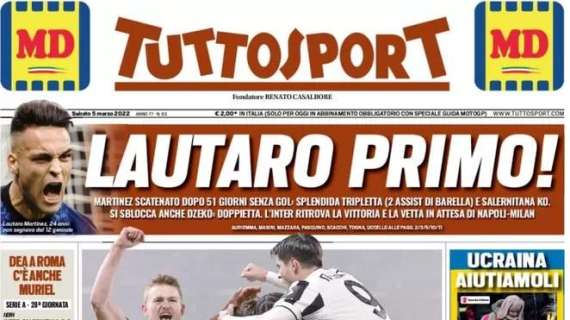 La prima pagina di Tuttosport: "Lautaro primo!"