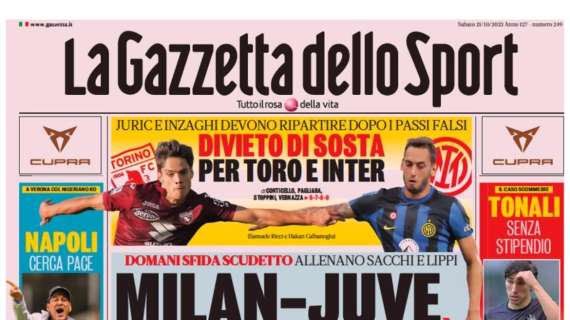 Oggi Torino-Inter, la Gazzetta dello Sport: "Inzaghi e Juric devono ripartire dopo i passi falsi"