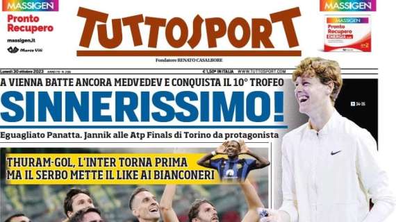 Tuttosport in apertura: "Thuram gol, l'Inter torna prima. E Samardzic sogna la Juve"