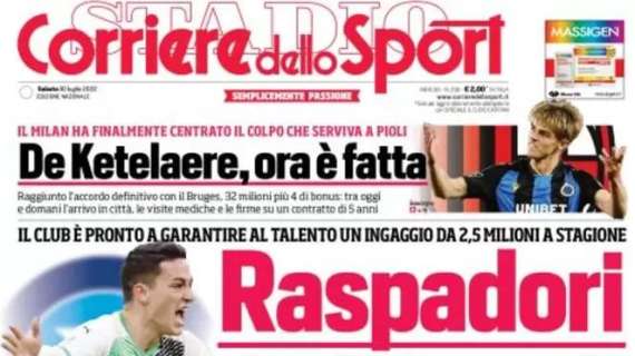 L'apertura del Corriere dello Sport: "Raspadori, sì al Napoli"