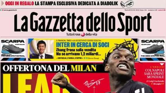 La Gazzetta dello Sport in apertura: "Inter in cerca di soci". E se arrivassero 1,2 miliardi?