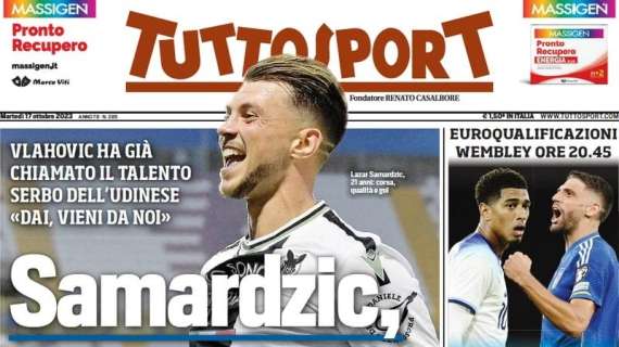 Tuttosport in apertura: "Samardzic, primi sì alla Juve. Torino, tutto esaurito per l'Inter"