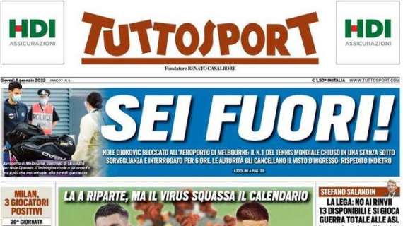 La prima pagina di Tuttosport sulla serie A: "Arbitra il Covid"