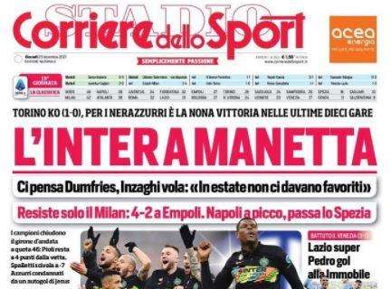 La prima pagina del Corriere dello Sport: "L'Inter a manetta"