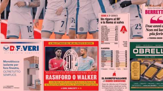 La Gazzetta in apertura sul mercato del Milan: "Rashford o Walker"