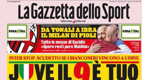 La Gazzetta dello Sport: "Da Tonali a Ibra, il Milan di Pioli"