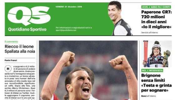 L'apertura del QS: "Ibra 2, il ritorno. La sfida più dura"