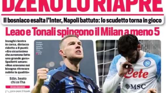 Il CorSport in prima pagina: “Leao e Tonali spingono il Milan a meno 5”