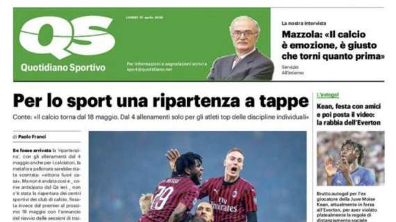 Il QS in prima pagina: "Per lo sport una ripartenza a tappe"