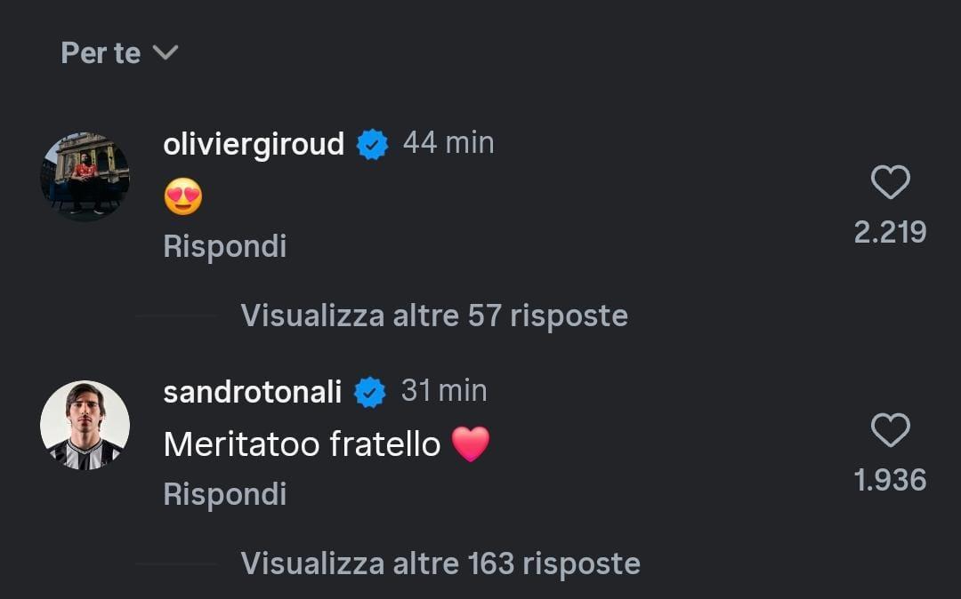 Saelemaekers rinnova, arrivano i complimenti da compagni ed ex. Ci sono anche Giroud e Tonali