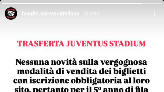 Curva Sud Milano: "Milan-Bologna: la situazione è la stessa delle prime due partite a San Siro. Niente trasferta allo Juventus Stadium"