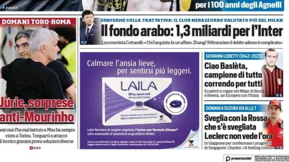 Tuttosport in prima pagina sull'addio di Lodetti: "Ciao Baslèta, campione di tutto correndo per tutti"