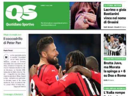 Il Milan batte il Napoli, il QS titola: "Un Giroud sulla vetta"