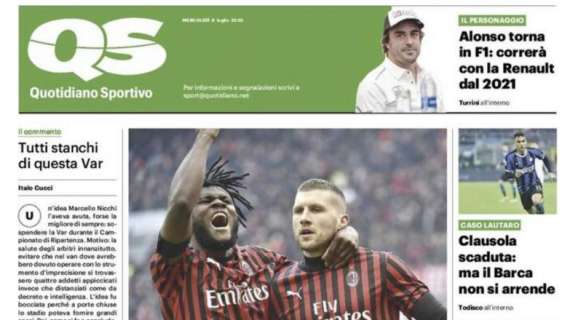 QS in apertura: "Milan gigante, Juve ribaltata"