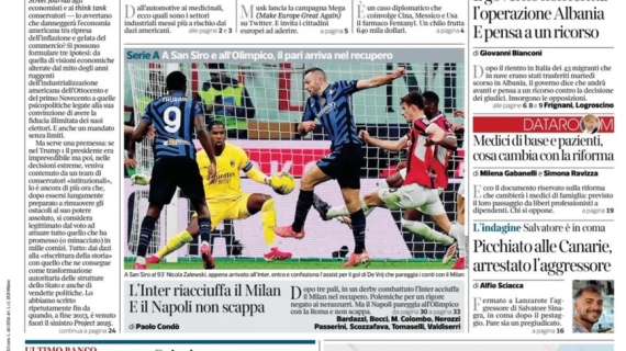 Il CorSera in prima pagina: "L'Inter riacciuffa il Milan e il Napoli non scappa"