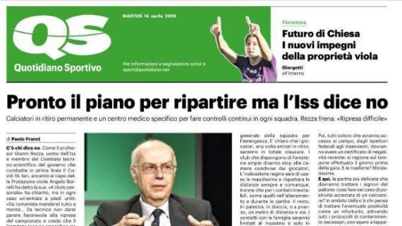 L'apertura del QS: "Pronto il piano per ripartire, ma l'ISS dice no"