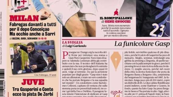 La Gazzetta in apertura: "Milan, Fabregas davanti a tutti per il dopo Conceiçao. Ma occhio anche a Sarri"