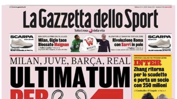 Ceferin avverte i club "ribelli". La Gazzetta dello Sport: "Ultimatum per 4"