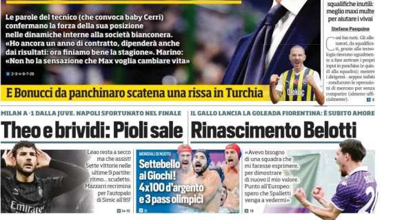 Tuttosport in prima pagina sul Milan: “Theo e brividi: Pioli sale”