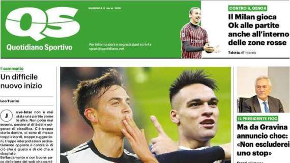 Il QS titola: "Il Milan gioca. Ok alle partite anche nelle zone rosse"