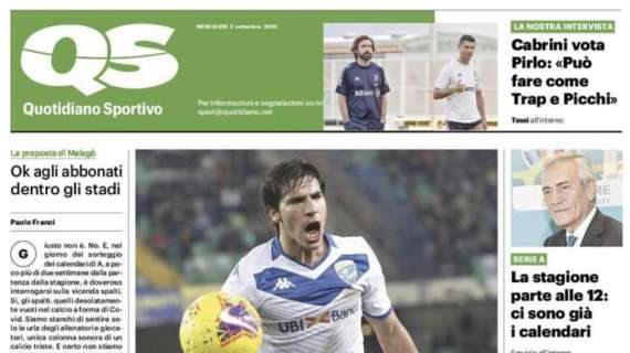 Il QS in apertura: "Colpo Tonali, Milan da urlo"