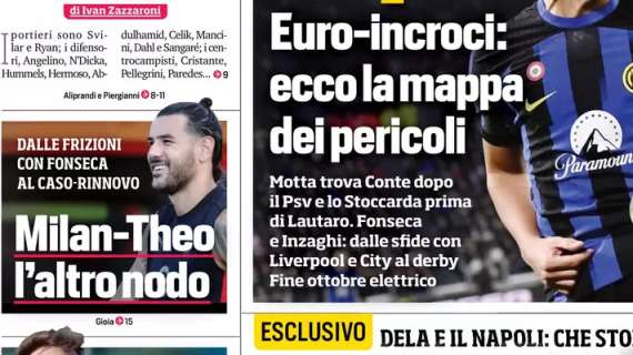 Il CorSport in prima pagina: "Milan-Theo, l'altro nodo"