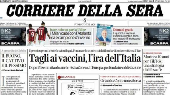 Corriere della Sera: "Il Milan cade con l’Atalanta ma è campione d’inverno"