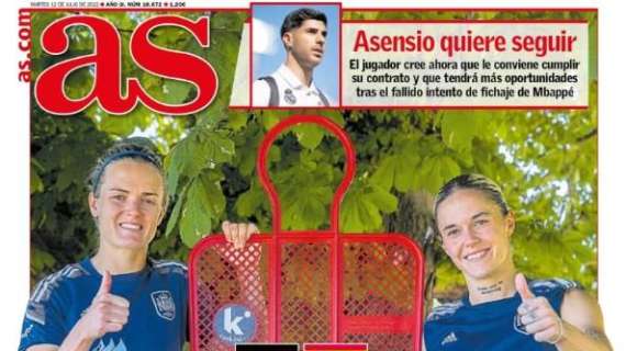 AS titola così in prima pagina: "Asensio vuole continuare con il Real"