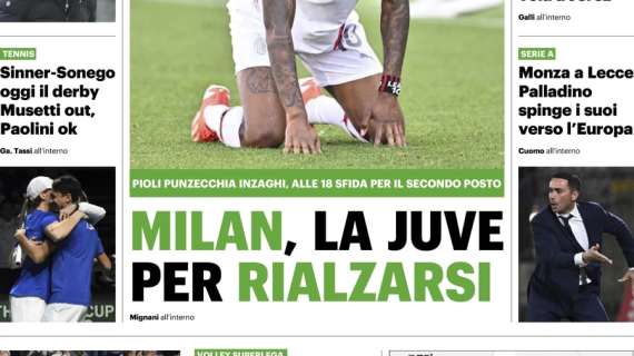 QS: "Milan, la Juve per rialzarsi. E Pioli punzecchia Simone Inzaghi"