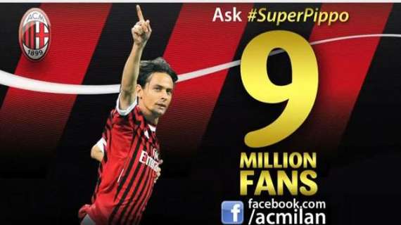 Pippo Inzaghi celebra i 9 milioni di Fan sulla pagina rossonera su Facebook
