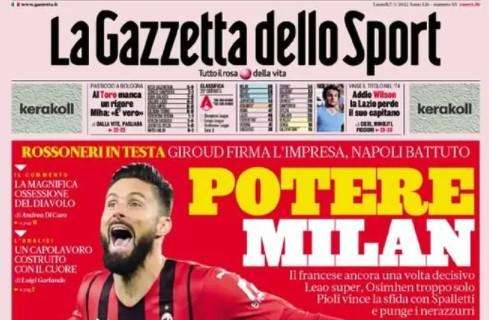 L'apertura della Gazzetta dopo la vittoria del Diavolo a Napoli: "Potere Milan"
