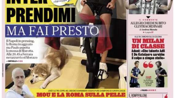 La Gazzetta apre così: "Un Milan di classe. Adani: «Che talento Adli, De Ketelaere colpo a cinque stelle»