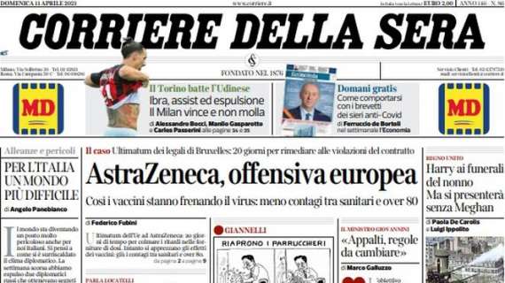 CorSera: "Ibra, assist ed espulsione. Il Milan vince e non molla"