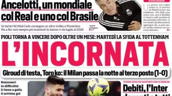 Il CorSport apre così su Milan-Torino: “L’incornata”