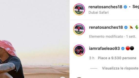 Milan-Renato Sanches, Leao e il commento a tinte rossonere su Instagram