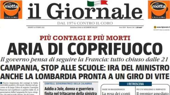 Il Giornale su Inter-Milan: "Il derby del Covid e del rosso di bilancio"