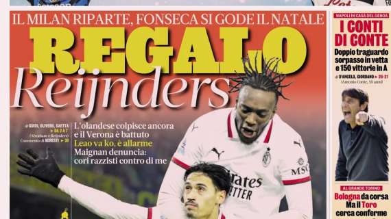 Verona-Milan 0-1. L'apertura della Gazzetta: "Regalo Reijnders"