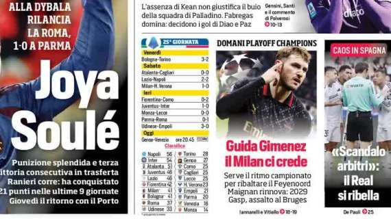 Il CorSport in prima pagina: "Guida Gimenez. Il Milan ci crede"