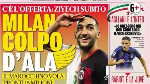L’apertura della Gazzetta su Hakim Ziyech: “Milan, colpo d’ala”