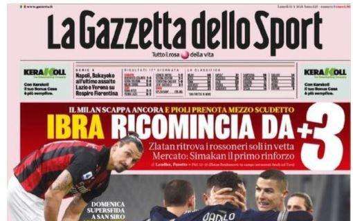 La Gazzetta in prima pagina sul Milan: "Ibra ricomincia da +3"