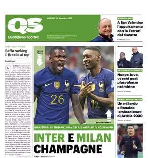 Il QS in apertura sui nomi di Thuram e Muani: "Inter e Milan champagne"