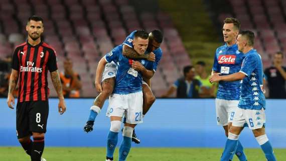 LIVE MN - Napoli-Milan (3-2): paradiso per 50 minuti, poi Diavolo all'inferno. Doppio Zielinski e gol di Mertens