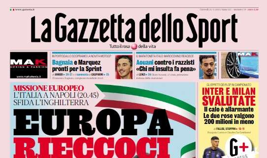 La Gazzetta in prima pagina: “Inter e Milan svalutate”